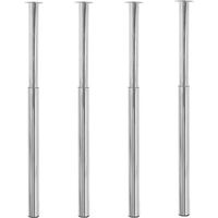 Lot de 4 pieds de table télescopiques réglables 60 x 710 x 1100 mm en fer chromé