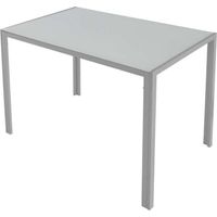 Mesa para cocina, comedor fija Md-Kika acabado cristal blanco, 105cm(ancho) 75cm(altura) 60cm(fondo).