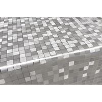 Tovaglia Cucina Antimacchia Metallizzata Lucida Plastificata Copritavolo Quadretti Grigi - 140x220 Cm