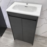 Roca Thai 500mm Vanity Unit Cloakroom Anthracite 2 Doors Inc Basin Slim Depth