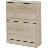 Baroni Home Scarpiera Salvaspazio Slim in Legno Melaminico da Ingresso. Portascarpe da 12 paia con 2 Ante a Ribalta e Doppia Profondità 24x63x81 cm