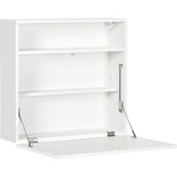 Escritorio Plegable de Pared Moderno Mesa Flotante Multifuncional con Estantes de Almacenamiento 64x20x60 cm Blanco