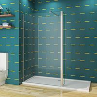 SKY Bathroom 800x1950mm Walk in Wet Room Shower enclosure 8mm shower screen EasyClean NANO Glass with Flipper Panel