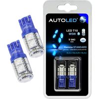 2 Ampoules LED T10 12V 1.2W Bleu