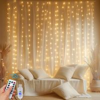 1 Rideau Lumineux 300 LED, 3m x 3m Blanc Chaud, 8 Modes Télécommande Minuterie USB, Décoration Intérieur Extérieur Mariage Noël