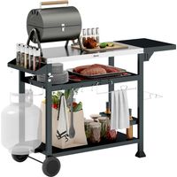 Grillstation Grillwagen, inkl. Zubehör, 125 x 65 x 84 cm, Schwarz + Silber