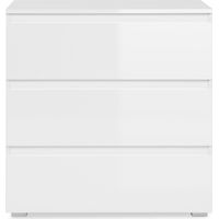 Kommode 80x80 4x45 1 cm hochglanzweiß und mattweiß mit 3 Schubladen – Cordoba