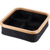 Cesta cuadrada plegable poliéster 4 compartimentos bambú flejado - bambú negro - Tendance