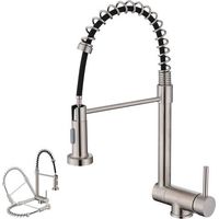 Aihom – Mitigeur de lavabo pliable à ressort 360° – Douchette extractible 2 jets – Acier inoxydable brossé – Hauteur 470 mm, hauteur sous bec 153 mm