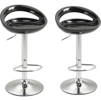 Set 2 Sgabelli da Bar Alti, Sgabelli Cucina Girevoli a 360°, con Schienale e Poggiapiedi, Altezza Regolabile, Base in Acciaio, per Sala da Pranzo e Cucina, 46x41x76-96cm, Nero