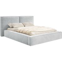 Selsey TILVES – lit tapissé 200x200 avec coffre, sommier à lattes, velours, gris clair
