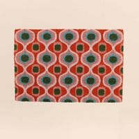 Paillasson coco motifs géométriques rouges 40x60cm
