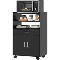 Armadio mobile in legno nero 2 ante 2 ripiani cassetto 59x40x92 cm