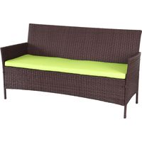 Divano sofa esterno giardino 3 posti Halden 154cm polyrattan marrone con cuscino verde