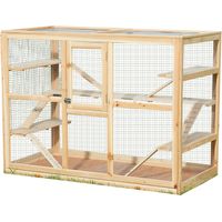 Mucola – Cage pour rongeurs XXL en bois non traité – 120 x 60 x 90 cm – Ventilée avec treillis métallique – Accès facile et nettoyage simplifié