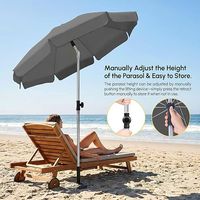 2x2m Garden Parasol Sun Shade Patio Outdoor Market Tilting Umbrella UV50+, Grey