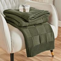 Green Mobility-Plaid pour canapé-lit - Plaid pour climatiseur - Plaid lavable - Plaid décoratif, doux, confortable et chaud en maille - Convient aux canapés-lits du salon - 130 x 160 cm - Vert