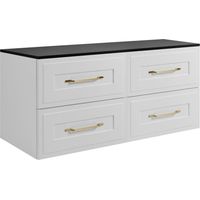 Rodan Waschbeckenunterschrank 160 cm, Weiß und Schwarz, 46 x 100 x 58,6 cm, wandhängend, MDF, 4 Schubladen, modernes Badmöbel