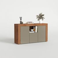 Buffet moderne 4 portes avec niches ouvertes Torven - Gris tourterelle