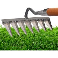 Unkrautrechen, 7-Zinken-Gartenrechen, Laubrechen, Karbonstahlrechen, Rasenrechen, Strohrechen, Hochleistungs-Besenrechen, Sattelanhänger zum Jäten und Lockern