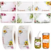 Sollbry 1000 pièces Etiquettes Autocollantes, Étiquettes à Confiture, Étiquette Autocollante Fleur Rectangle, Étiquettes Autocollante pour Bocaux,D'épices,Cuisson,Bouteilles Noel Mariage Anniversaire