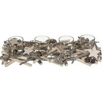 Centro de mesa Photophore buche con 4 portavelas de madera blanca - Atmosphera créateur d'intérieur