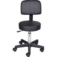 Tabouret mobile hauteur réglable pivotant 360° avec dossier bureau spa massage stable noir