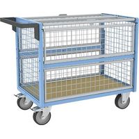 Chariot conteneur grillagé fermé - Plateau 985x565mm - Charge max 250kg - 800726123