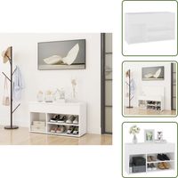 Vidaxl – Banc à chaussures blanc 80x30x45 cm en bois d’ingénierie – Meuble entrée avec 2 étagères et coffre de rangement – Organiseur chaussures
