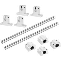 2 guides de glissière pour axe de mouvement linéaire 8 mm x 150 mm avec 4 roulements et 4 supports de rail SK8