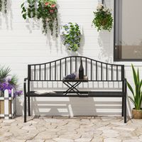 Banc de jardin 2 personnes avec table extensible en métal noir
