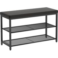 Mondeer Panca Scarpiera Metallo, Nero, 80 x 30 x 50 cm