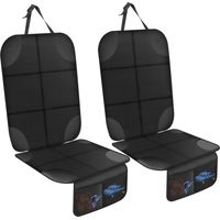 Compatible 2 Piece Car Seat Protector for Children Waterproof and Non-Slip with 2 Storage Pockets for SUV, Sedan, Trunk, Leather and Fabric