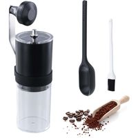 Mini Moulin à Café Manuel, Broyeur Cafe Grain Conique, Portable, Coffee Grinder avec Brosse de Nettoyage et Cuillère pour Bureau, Espresso, Pour Over