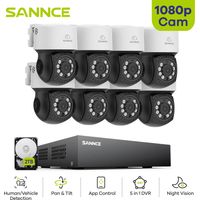 SANNCE PT Security Camera System 8 Channel 1080P DVR Night Vision Motion Detection Outdoor Waterproof 8PCS 2TB