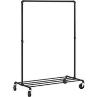 Songmics – Portant à vêtements à roulettes – Charge 90 kg – Étagère de rangement – Style industriel – Pour chambre et buanderie – HSRFR61BK
