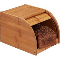 Relaxdays Boîte à pain bambou, conserver pain, couvercle coulissant, caisse miche baguette, HxlxP 18x20x27 cm, nature