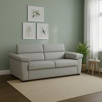 Sofá Cama 2 Plazas Seui, Desenfundable, con Cajón Made in Italy, Apertura Abatible, 185x95 cm Gris Claro