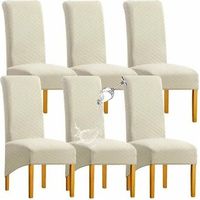 Fundas pour sillas de comedor grandes, fundas para sillas de respaldo alto de jacquard élastique lavable, lot de 6 Fundas pour sillas de comedor XL beige, lot de 1