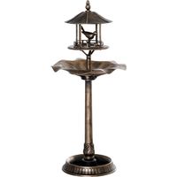 3-in-1-Vogelbad mit Tränke und Pflanzgefäß, Ø 50 x 113 cm, Polypropylen in Antikbronze