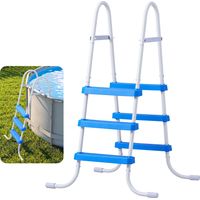 VEVOR Escalera para Piscina Desmontable de 3 Peldaños Hasta 136 kg, Escalera de Seguridad de Acero al Carbono Antideslizante con Pasamanos Ergonómicos, Patas de Goma para Piscina Elevada de 91,4 cm