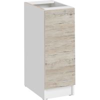 Cuisineandcie – Meuble bas de cuisine 1 porte – Noyer blanchi – Dimensions L 30 x H 82 x P 46 cm – Charnières réglables avec amortisseurs