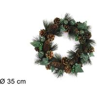 DIETROPORTA TONDO C/PIGNE E FRUTTI GLITTER VERDE BRILLANTE