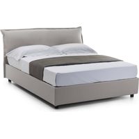 Talamo Italia Doppelbett Clorinda, Containerbett mit abnehmbarem Bezug mit gepolstertem Kopfteil und Bettrahmen, 100% Made in Italy, inklusive Matratze 160 x 200 cm, Grau