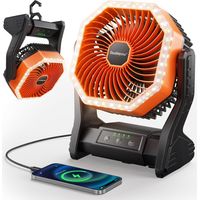 20000mah LED Ventilateur de Camping, Ventilateur de Bureau USB, Ventilateur de Charge de Téléphone Portable, Vitesse du Vent à 4 Vitesses Pour Chambre à Coucher, Bureau, Pique - Nique