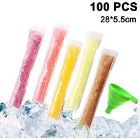 Sachets pour glaces à l'eau, lot de 100, sachets jetables pour moules à glaces à faire soi-même - Entonnoir en silicone inclus