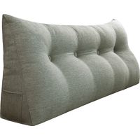 VERCART Großes Bettruhe Keilkissen, Lang Lesekissen, Dekoratives Kopfteilkissen, Dreieckiges Rückenkissen, Loungekissen für Tagesbett oder Couch, Leinenmischung Grau, 120CM