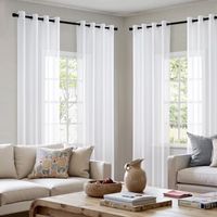 Ensemble de 4 rideaux unis avec œillets, rideaux semi-occultants pour chambre à coucher, salon, 100 x 200 cm, blanc