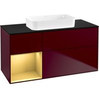 V&B Waschtischunterschrank Wandbeleuchtung Finion 120x60 cm, Reg re Gold matt, Peony Matt