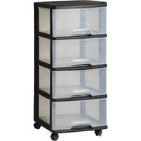 Curver VB 771319 Tray Sistema 4 x 20L + Wheels, plástico, Black, 1.1000000000000001 X 1.1000000000000001 cm